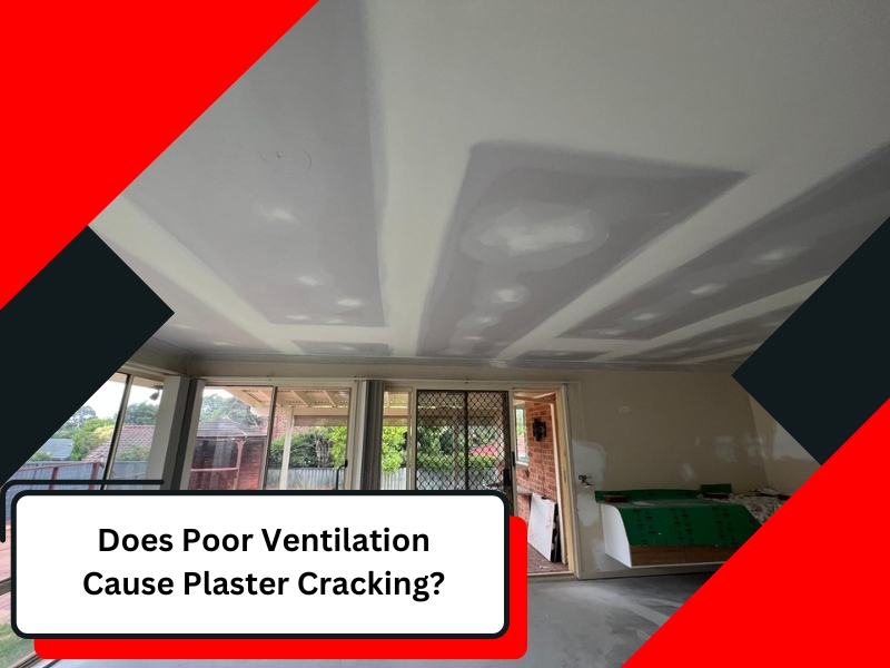 Plaster ceiling with noticeable cracks. Explore the potential link between poor ventilation and plaster cracking.