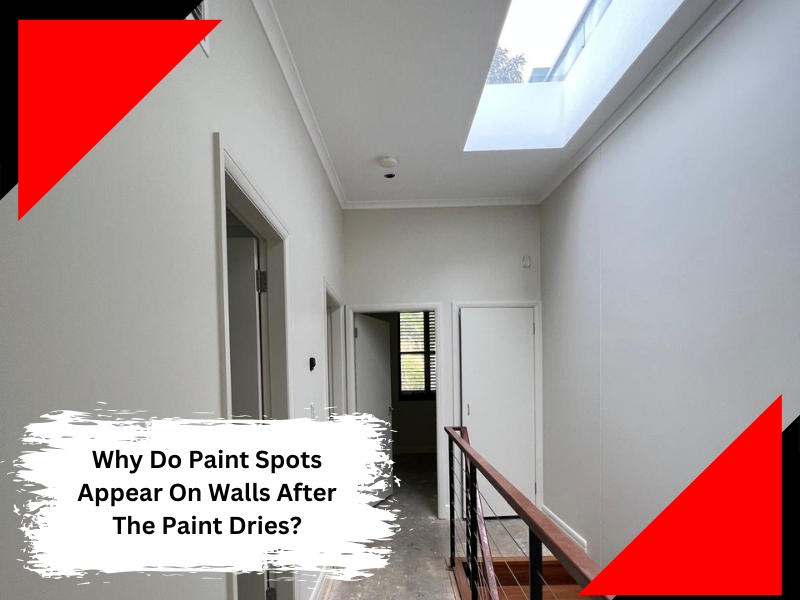 Paint spots appear on a freshly painted wall, causing frustration.