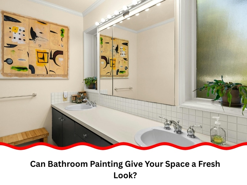 Stylish bathroom vanity area upgraded with bathroom painting and modern décor.