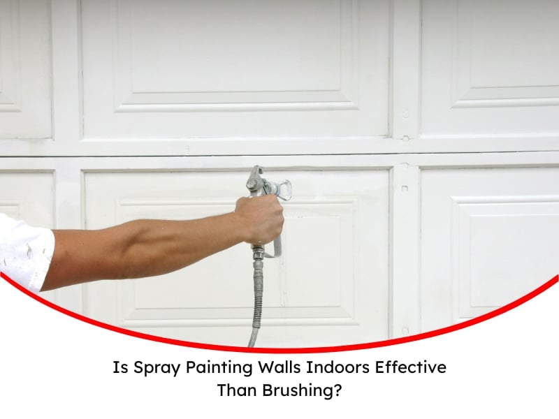 Hand holding sprayer to spray paint walls indoors for smooth finish.