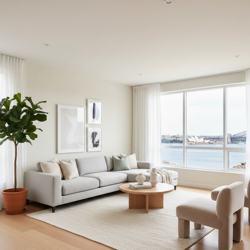 Freshly painted interior painting in living room in a Sydney home