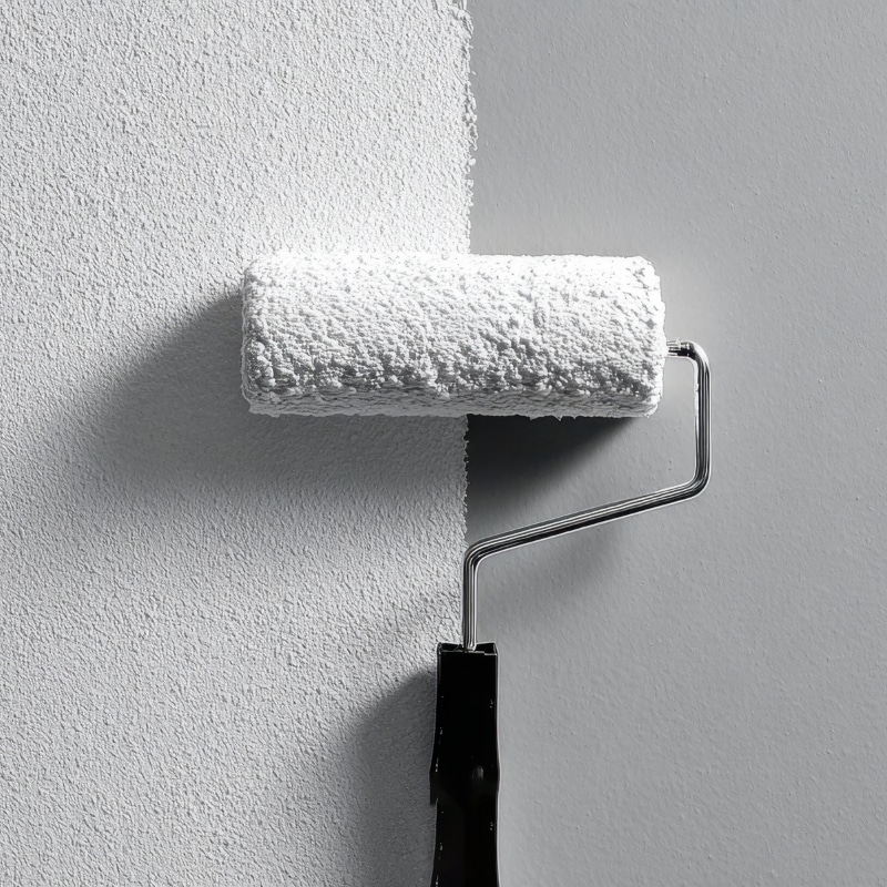 Best painters in Sydney applying white paint with roller to a textured interior wall during professional painting work