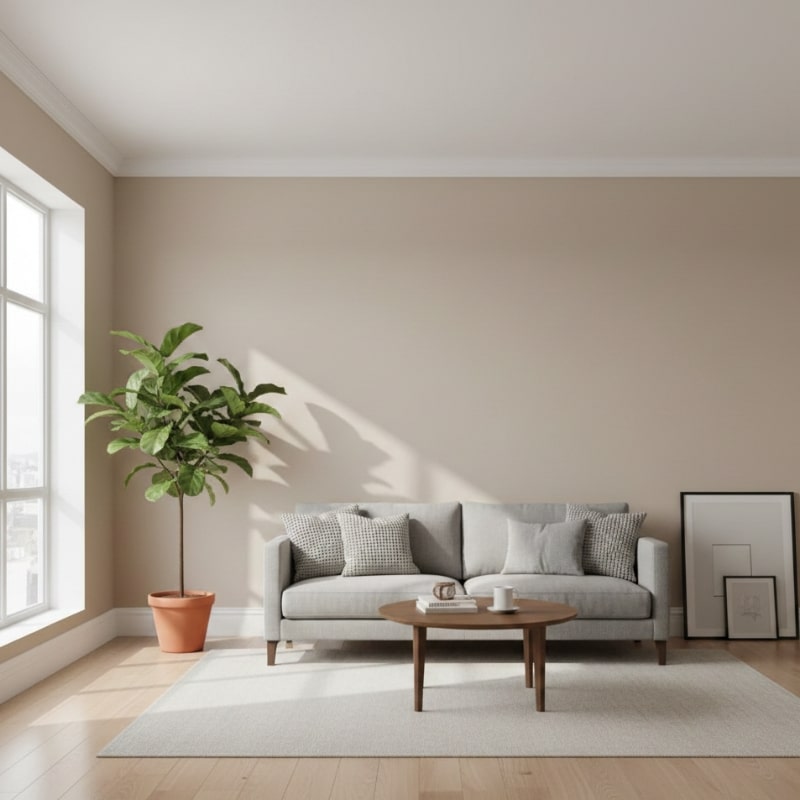 Sydney homeowner inspecting a freshly painted living room