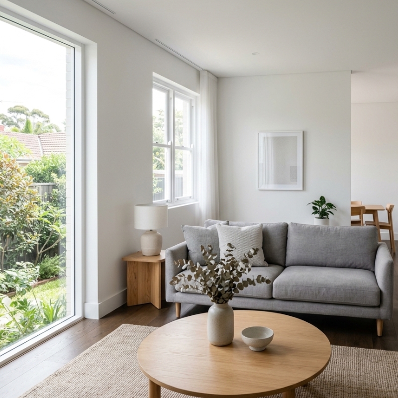 Freshly painted interior walls in a bright modern Sydney home