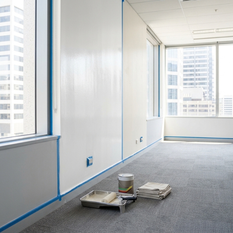 Commercial office interior being professionally repainted