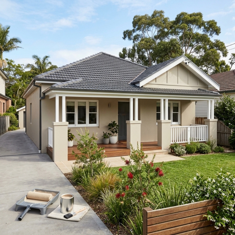 Sydney house exterior being professionally painted