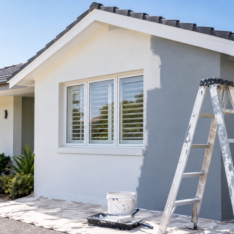 Sydney house exterior being professionally painted