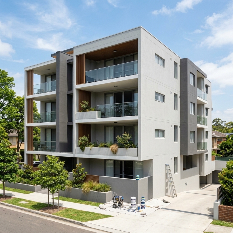 Sydney strata apartment building prepared for professional painting